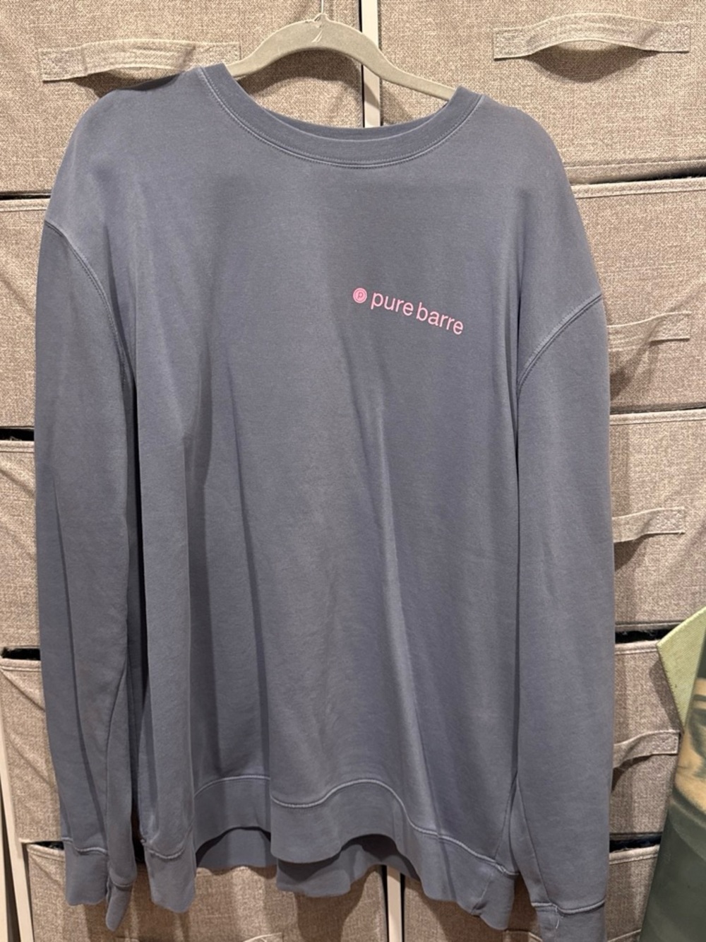 Pure Barre Long-Sleeve Crewneck Sweatshirt in Slate Blue